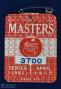 1981 US Masters Golf Tournament Badge - won by Tom Watson for the 2nd time - complete with Augusta
