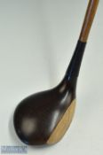 Fine Bremner large head dark stained persimmon driver with central alloy sole plate - with