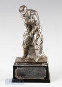 1930s Silvered Metal Plated Bobby Jones Style Golfing Figure Presentation Putting Prize - made by
