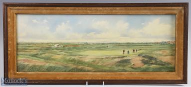 F H Partridge (1849-1929) - Great Yarmouth & Caister Golf Club - water colour on the 5th Putting,