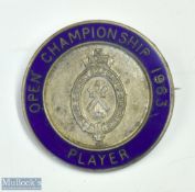 1963 Official Open Golf Championship Players Enamel Badge played at Royal Lytham and St Annes