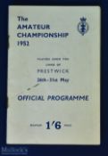 1952 (British) Amateur Golf Championship programme - played at Prestwick 26-31st of May complete