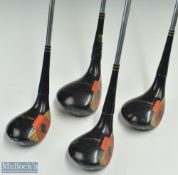 Wilson 'Billy Casper' 4300 'Strata-Bloc' persimmon woods (x4) incl 1, 3, 4 and 5 examples, maker's