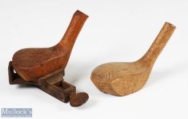 An interesting cast iron triangular/Y shape golf club head vice to fit on the bench vice- c/w 2x