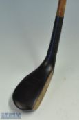 Fine Tom Fernie Lytham longnose dark stained persimmon socket neck putter - with horn sole insert