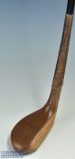Fine Late Auchterlonie light stained beech wood longnose wide body putter c1895 with generously wide