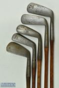 D&W Auchterlonie St Andrews Irons and Putters (5) to incl mashie niblick, Accurate bent neck