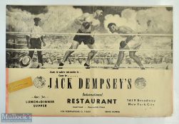 Boxing - 1970 Jack Dempsey, Joe Frazier and Jimmy Ellis signed restaurant menu large single folded