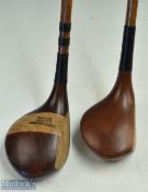 2x fine socket head woods - Harry Cawsey striped topped large persimmon lofted driver together