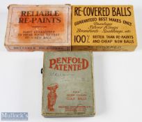3x 12 various period golf ball boxes - Penfold Patented PGA Recess Marked Golf Balls Box with hinged