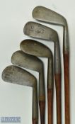 Assorted Irons (5) incl J Aitken Portrush niblick with Tom Stewart Pipe mark, J Aitken Portrush