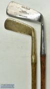 2x W Park putters - straight brass blade with oval makers Musselburgh stamp mark and makers shaft