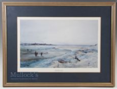 Smart, J R S A 'Second Hole Out Carnoustie' colour golf print depicting coastline scene, The