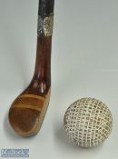 Scarce C Gibson Westward Ho! Long Nose Putter Head Sunday Golf walking stick with a brown stained