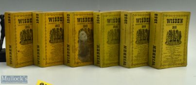 1951-1956 Wisden Cricketer Almanacks Books, all are paperback editions, the 1953 edition has a stain