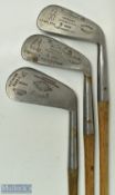 3x large headed irons - matching pair of Thornton & Co Edinburgh, a no.3 and no.4 and Carstairs