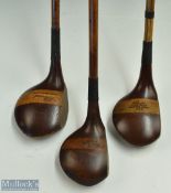 3x large headed striped topped, persimmon socket head woods - incl D & W Auchterlonie St Andrews