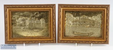 Two Bill Waugh Golf Leaf Decorated Plaques one titled Augusta and the other The Royal & Ancient