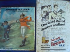 Two Golfing Shop Advertising Signs one of tin for Newcastle Brown Ale, 61cm x 38cm and the other for