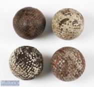 4x Various Large Moulded Mesh Pattern Gutta Percha Golf Balls - some retaining some of the