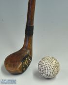 Early Sunday Golf Walking Stick fitted with light stained socket head wood handle, decorative