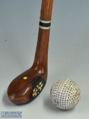 Browned stained wooden putter head style curved sole Sunday Golf walking stick with black insert