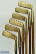 6x Various brass putters features a Caledonian, Pyramid Special, Edco Special, 3x unnamed examples -