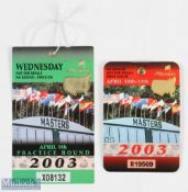 2003 US Masters Golf Tournament Badge - won by Mike Weir - complete with Augusta National Golf