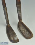 2x famous patent putters - Brown Vardon metal mallet head with the Gibson makers star to the crown
