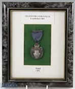 1885 Felixstowe Golf Club Imposing Silver Golf Medal - c/w blue ribbon and bar, overall 3.5