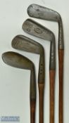 D Anderson & Sons St Andrews Irons and Putter (4) incl Maxwell driving iron with flanged sole,
