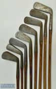 Assorted irons and putters (8) to incl Leyland & Birmingham iron with Halley cleek mark, mashie with
