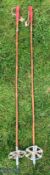 Swiss Made period Bamboo skiing pole, made by ABC in Switzerland, with original rubber handles