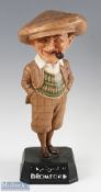 Original Bromford Man Advertising Golfing Figure with detachable pipe, on square base reading He