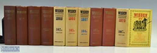 1961-1970 Five Wisden Cricketers Almanacks Books - original hardbacks issues 1961, 62, 63, 64, 68,