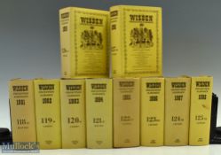 1981-1990 Wisden Cricketer Almanacks Books, a whole decade of books, all are hard back with D/J in