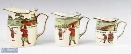 Royal Doulton Series Ware Charles Crombie Set of 3 Graduating Ceramic Jugs two larger jugs having