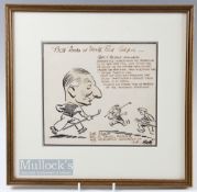 Bos (Newscastle Chronicle) - original golfing caricature drawing signed Bos and dated '31 to the