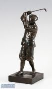 1930s Spelter Golfing Figure Bobby Jones style figure on square base, front reading Linn Park