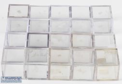 20 Acrylic golf ball display boxes cubes, 5cm used boxes in good used condition, with old labels