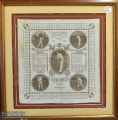 1905-1922 J B Hobbs England Cricket Champion Batsman celebrating his 100th - printed Handkerchief