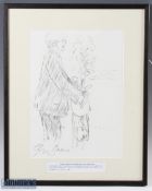 George Frederick Arthur Belcher R A (1875-1947) Figure of A Golfing Caddy c1930 - charcoal and