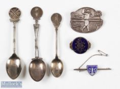 Victorian Hallmarked Silver Golf Brooch Birmingham hallmark with indistinct letter, with 2 silver