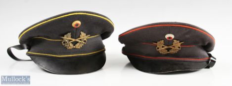 Two c1968 West German Military Lufthansa Peaked Hast - Bamberger a size 53 with yellow trim and size