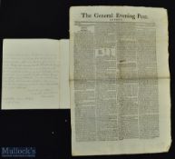 Battle of Trafalgar - Nelson - General Evening Post date 4 Dec 1805 with considerable reporting