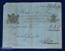 Great Britain - Early Printed Bill from Henry Clay, Japanner to their Majesties and Prince of Wales.