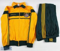 Ian Williams (b.1963) Australia c1980s Adidas Rugby Tracksuit: Gold and green, with embroidered