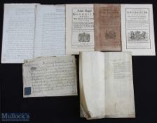 Documents - group of miscellaneous documents on vellum and paper including an inventory of land in