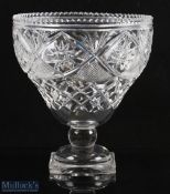 Czechoslovakian Cut Glass Footed Punch Bowl 20cm tall, in good used condition, does have a few