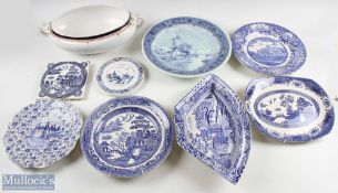 Bule& White China Ceramics: a mixed lots to include Minton Willow tile A/F, Booths pagoda teapot